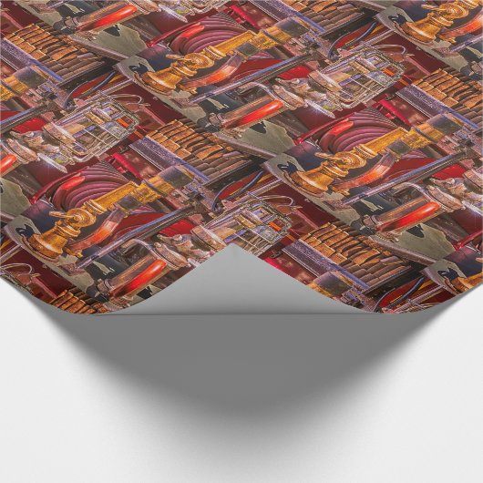 Op de oude vuurtruck cadeaupapier (Hoek)