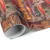 Op de oude vuurtruck cadeaupapier (Rol Hoek)