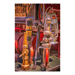 Op de oude vuurtruck foto afdruk