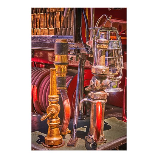 Op de oude vuurtruck foto afdruk (Voorkant)