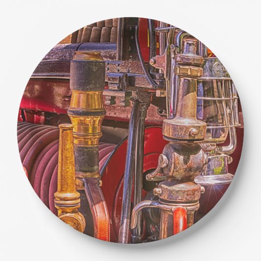 Op de oude vuurtruck papieren bordje (Voorkant)