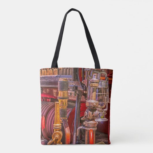 Op de oude vuurtruck tote bag (Achterkant)