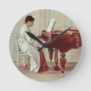 Op de Piano, 1887 (olie op doek) Ronde Klok