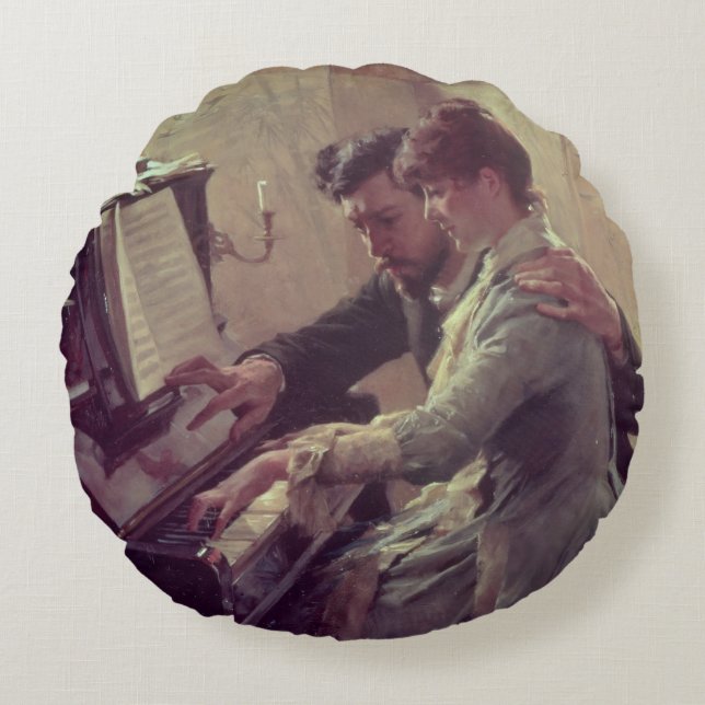 Op de Piano Rond Kussen (Voorkant)