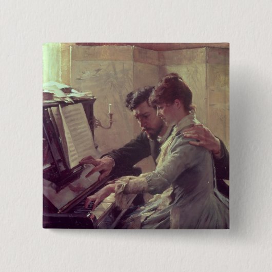 Op de Piano Vierkante Button 5,1 Cm (Voorkant)