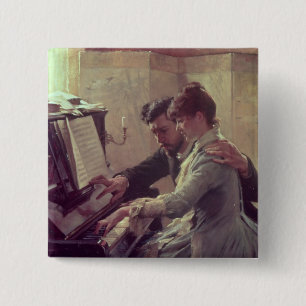 Op de Piano Vierkante Button 5,1 Cm