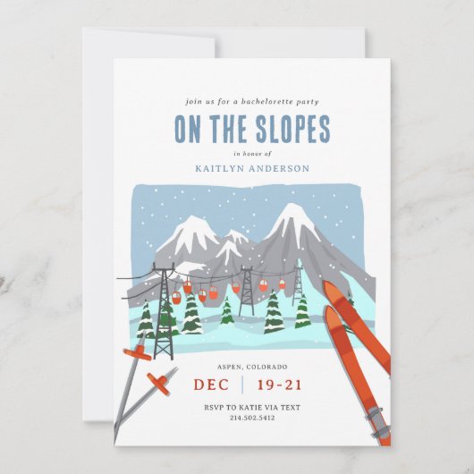Op de pistes sneeuw ski bachelorette weekend kaart (Voorkant)