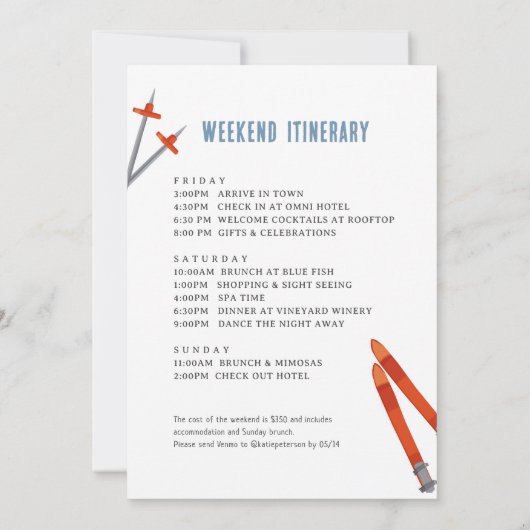 Op de pistes sneeuw ski bachelorette weekend kaart (Achterkant)