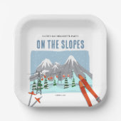 Op de pistes sneeuw ski bachelorette weekend papieren bordje (Voorkant)