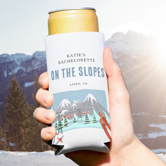 Op de pistes sneeuw ski bachelorette weekend seltzer blikjeskoeler
