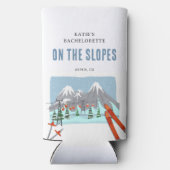 Op de pistes sneeuw ski bachelorette weekend seltzer blikjeskoeler (Achterkant)