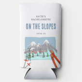 Op de pistes sneeuw ski bachelorette weekend seltzer blikjeskoeler (Voorkant)