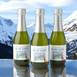 Op De Pistes Sneeuw Ski Vrijgezellen Weekend Sparkling Wijnetiket