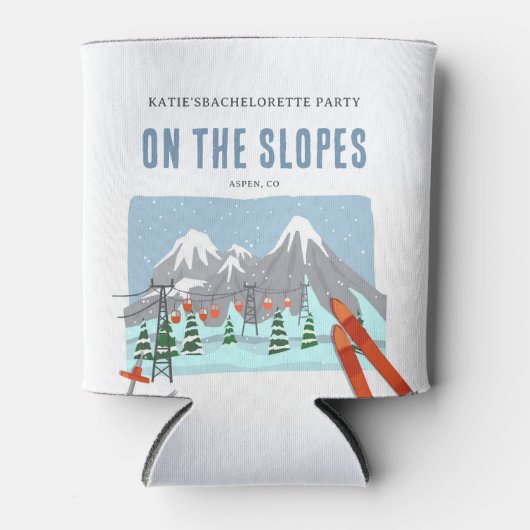 Op De Pistes Sneeuw Ski Vrijgezellenweekend Blikjeskoeler (Voorkant)