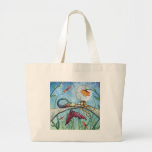 Op de Pond Mermaid Art Grote Tote Bag