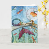 Op de Pond Mermaid Art Kaart (Gele Bloem)