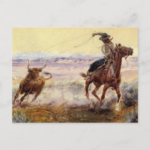 "Op de Pond" van Charles M Russell Briefkaart