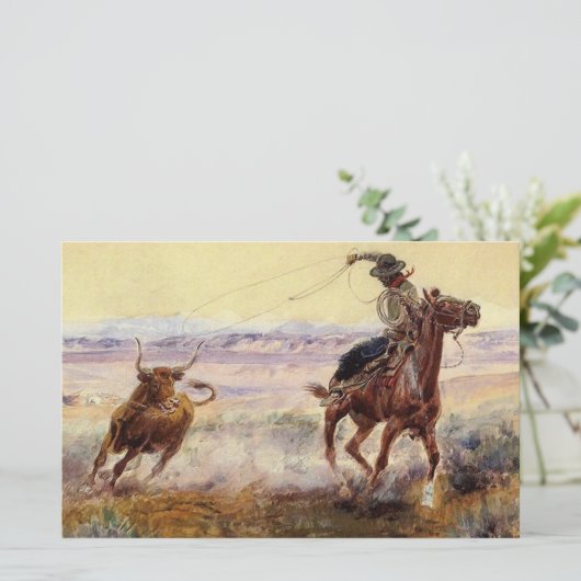 "Op de Pond" van Charles M Russell Briefpapier (Staand voorkant)