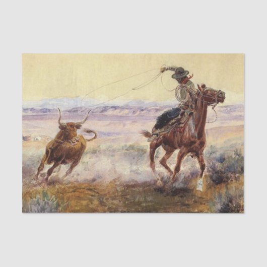 "Op de Pond" van Charles M Russell Tissuepapier (Voorkant)