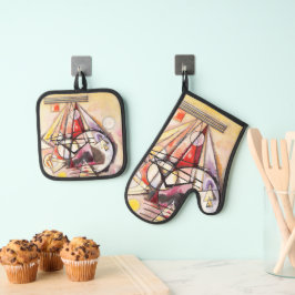 Op de punten van Wassily Kandinsky Ovenwant & Pannenlap Set
