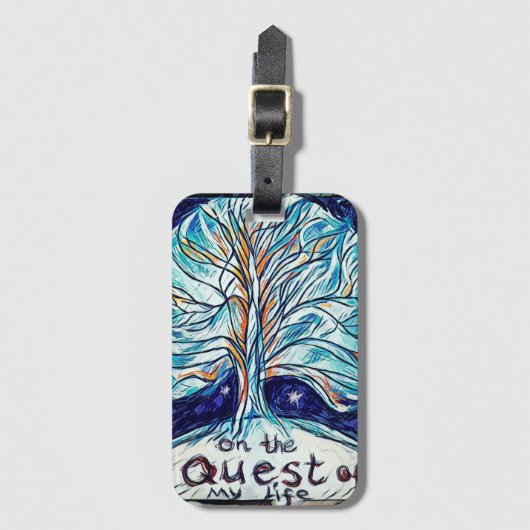 Op de Quest of My Life with Tree & Stars Bagagelabel (Voorkant (verticaal))
