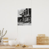 Op de rails rijden, 1935. Oude foto Poster (Keuken)