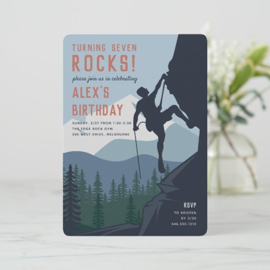 Op de rand | Kinder rockbeklimming Birthday Party Kaart (Staand voorkant)