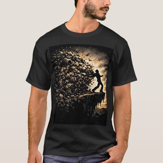 Op de rand van een milieucollaps t-shirt (Voorkant)