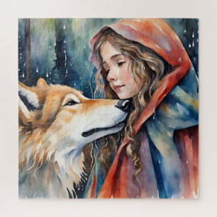 Op de rand van een sprookje: een meisje en een wol legpuzzel