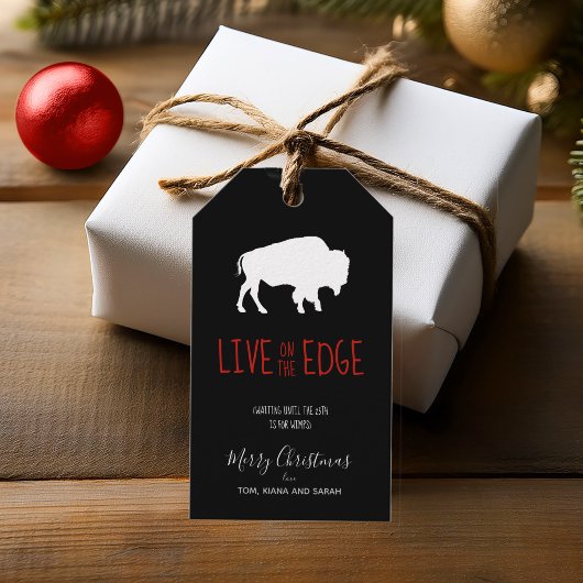 Op de Rand Witte Buffalo B&W Geplakt ID602 Cadeaulabel