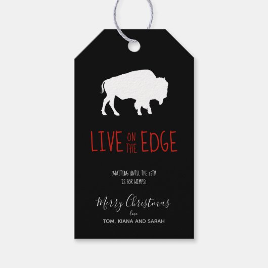 Op de Rand Witte Buffalo B&W Geplakt ID602 Cadeaulabel (Voorkant)