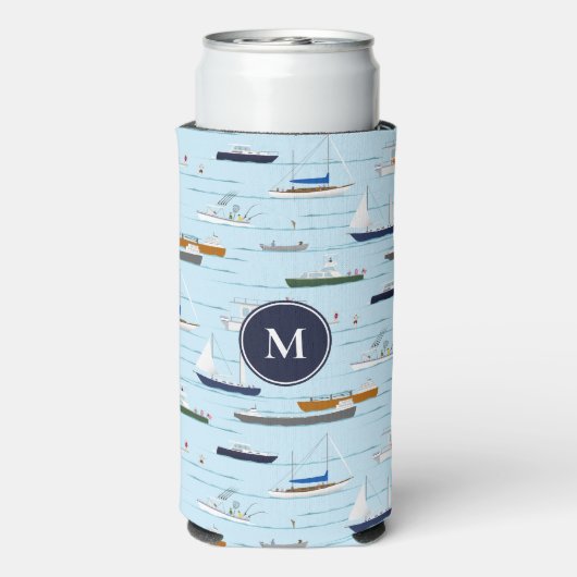 Op de rivier monogram varen zeilen seltzer blikjeskoeler (Seltzer Achterkant)