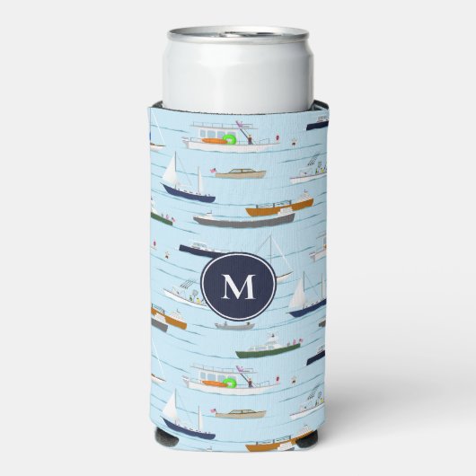 Op de rivier monogram varen zeilen seltzer blikjeskoeler (Seltzer Voorkant)