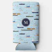 Op de rivier monogram varen zeilen seltzer blikjeskoeler (Achterkant)