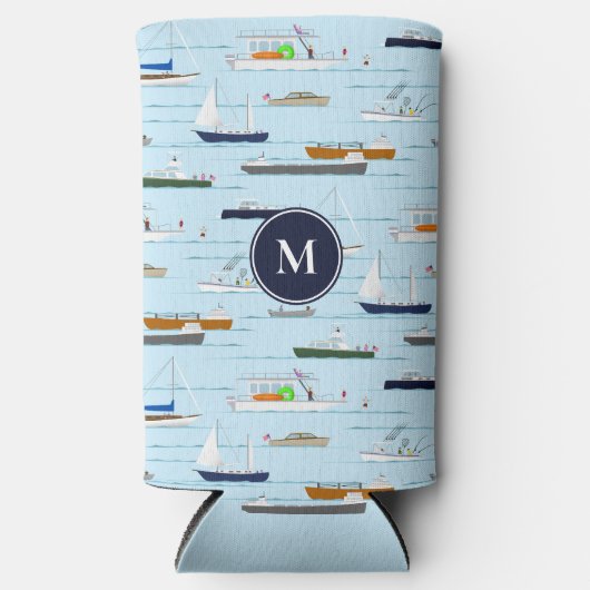 Op de rivier monogram varen zeilen seltzer blikjeskoeler (Voorkant)