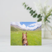 Op de rug van het paard briefkaart (Staand voorkant)