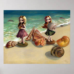 Op de Seaside strand oceanische fee Art Print