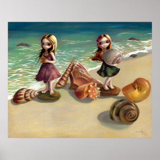 Op de Seaside strand oceanische fee Art Print (Voorkant)