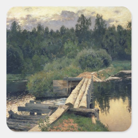 Op de Shallow, 1892 Vierkante Sticker (Voorkant)