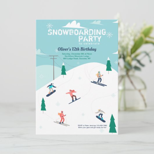 Op de Skihellingen Uitnodiging (Staand voorkant)