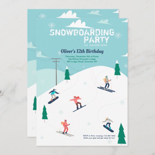 Op de Skihellingen Uitnodiging (Voorkant / Achterkant)