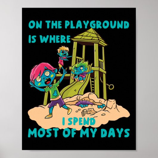 Op de speeltuin Halloween zombie kostuum Poster (Voorkant)