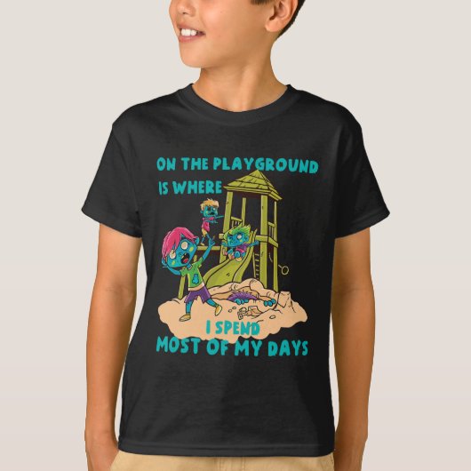 Op de speeltuin Halloween zombie kostuum T-shirt (Voorkant)