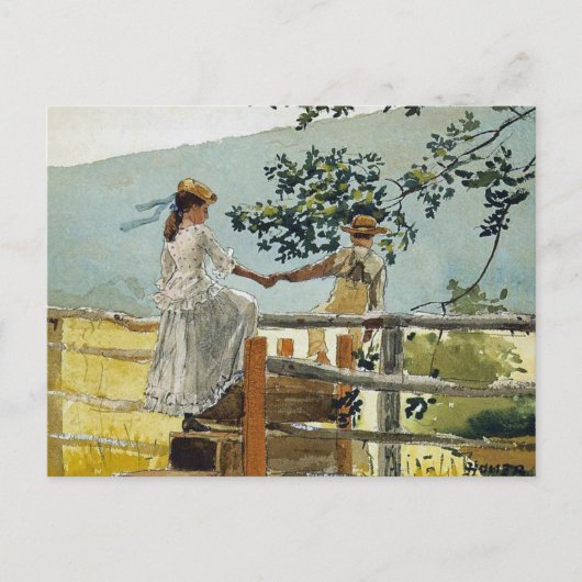 Op de steile Landschap Winslow Homer Briefkaart (Voorkant)