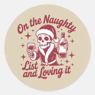 Op De Stoute Lijst En Dat Bevalt Wijn Kerstmis Ronde Sticker