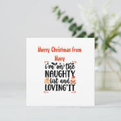 “Op de stoute lijst en ik geniet ervan” ontwerp Feestdagenkaart (Staand voorkant)