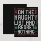 Op de stoute lijst en ik heb geen spijt Kerstmis Notitiekaartje (Voorkant / Achterkant)