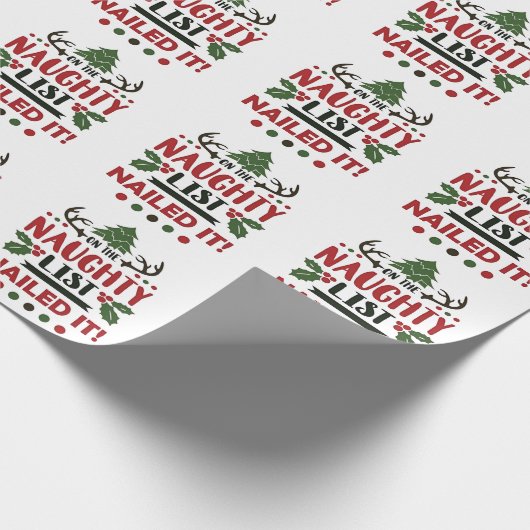 Op De Stoute Lijst Gespijkerd Het Is Grappig Kerst Cadeaupapier (Hoek)