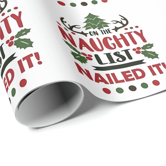 Op De Stoute Lijst Gespijkerd Het Is Grappig Kerst Cadeaupapier (Rol Hoek)