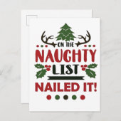 Op de stoute lijst stond het grappige kerstfeest aankondigingskaart (Voorkant / Achterkant)